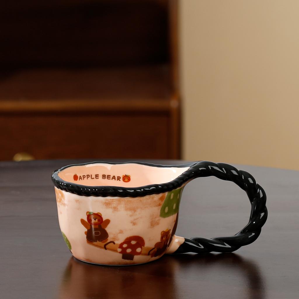 Retro Art Internet Celebrity Apple Bear Ceramic Coffee Cup Milk Cup Household Mug Afternoon Tea Cup