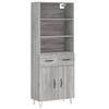 Vidaxl Display Cabinet Gray Sonoma Oak 69.5X34X180Cm Wood-Based Material