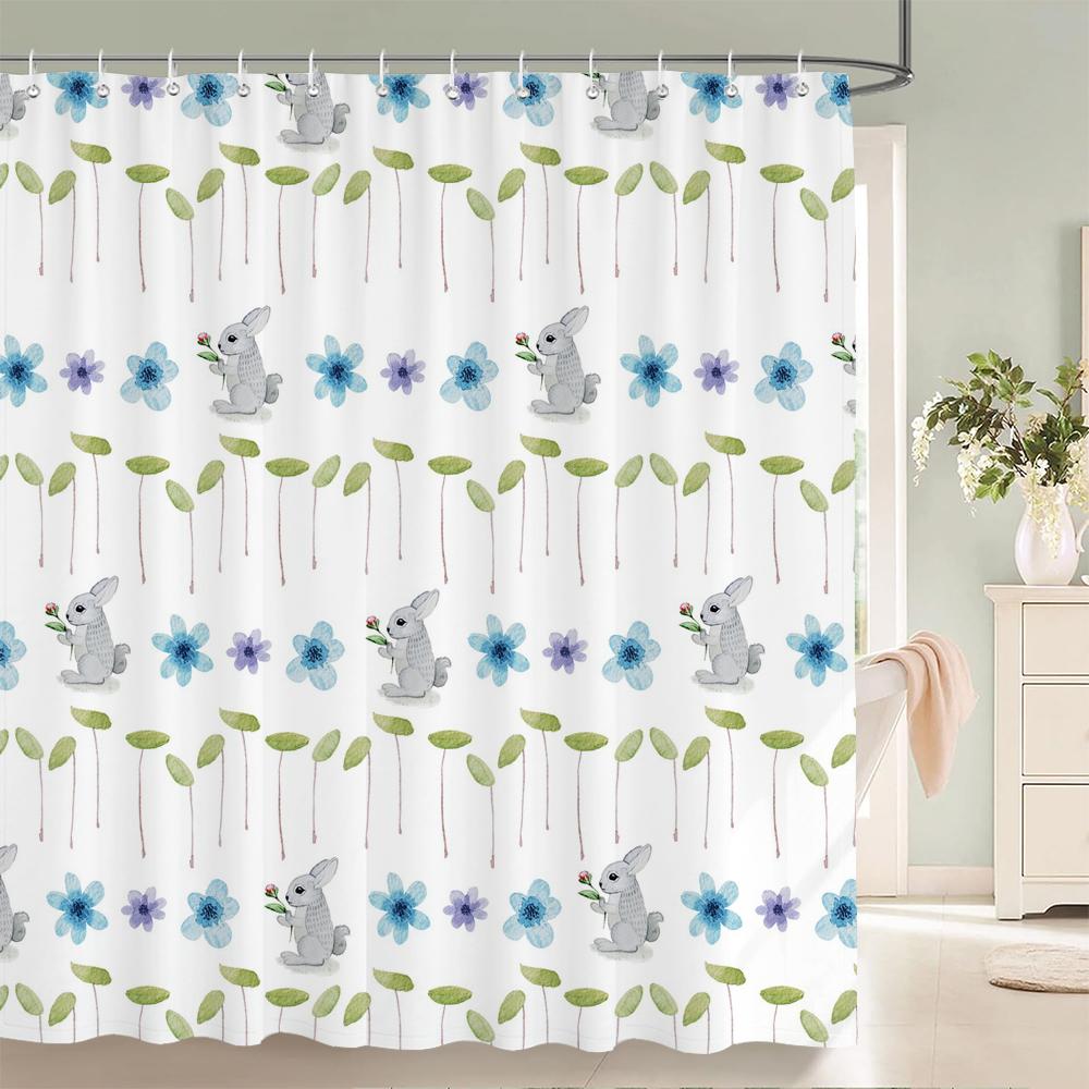 Cute Cartoon Animals Shower Curtain Printing Polyester Fabric Cartoon Bathroom Curtain Home Decoration Curtain with Hooks