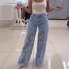 Women's Solid Color Casual Pants Versatile Slim Fit Lace Patchwork Denim Drape Pants