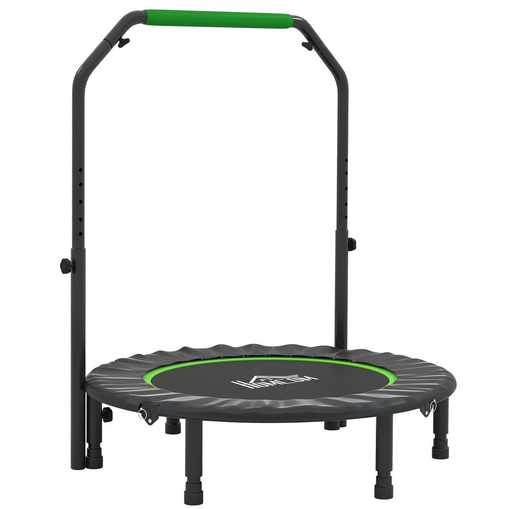 40 Zoll faltbares Mini-Fitness-Trampolin, mit verstellbarem Schaumstoffgriff, Grün