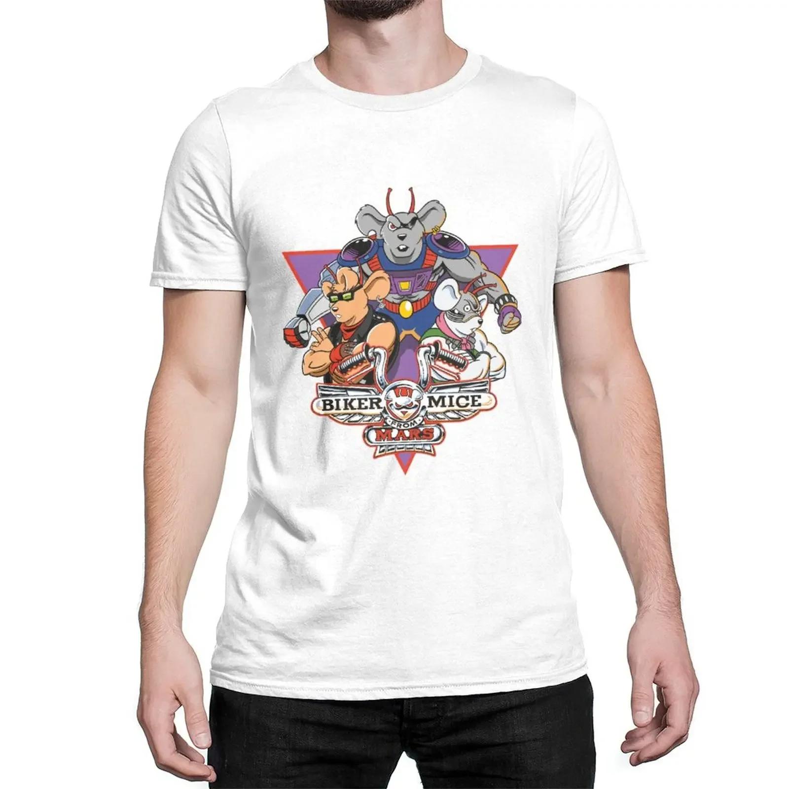 Уникальная байкерская футболка 100% хлопок Футболка Байкерские мыши с Марса Байкермыши Streetsharks Street Sharks США Размер тяжелый модный мужской M