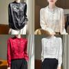 Satinseidenbluse für Damen mit Stehkragen und Taschen für Büro und Freizeit
