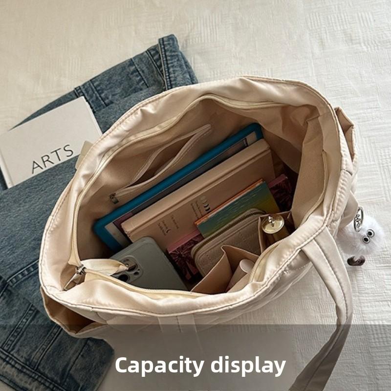 Large Capacity Tote Bag Korean Style Nyl Diamd Pattern Shoulder Bag Women Ins Fashi Commuting Shopping Bag