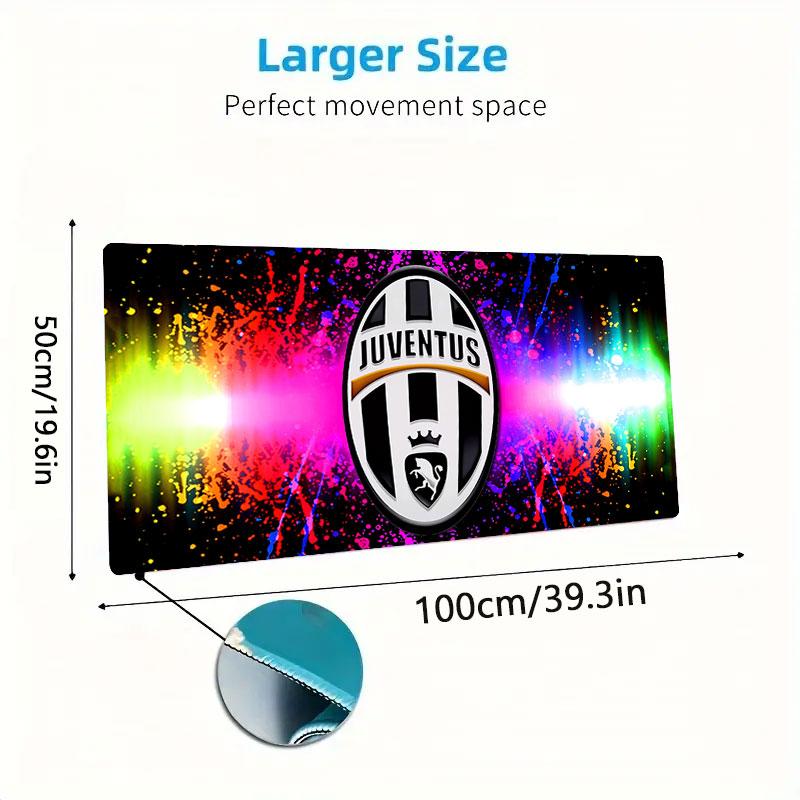 Tappetino Mouse Juventus FC, Tappetino da Scrivania XXL per Gaming, Mousepad Antiscivolo XXL per Laptop e Tablet, Tappetino da Gioco per Mini PC con Bordi Cuciti