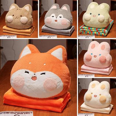 All-Season 3-in-1 Pillow Quilt: Car, Office, Shawl, Cushion, Hand Warmer, Cartoon Design