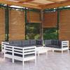 9 Pcs Garden Set with Cushions Solid Pine Wood