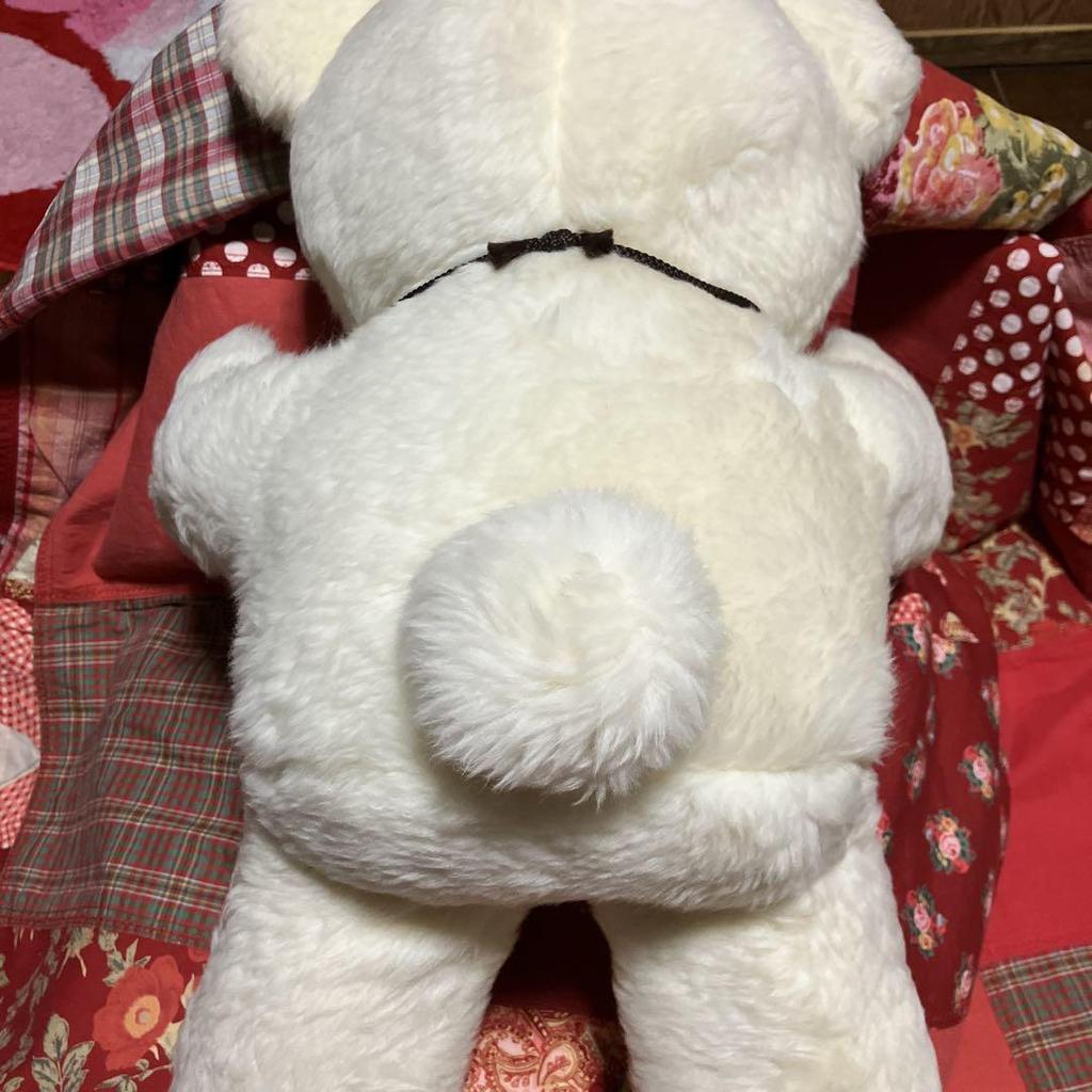 [USED] Showa Retro Plush Toy Bear Teddy Bear Polar Bear Large Plush Vintage