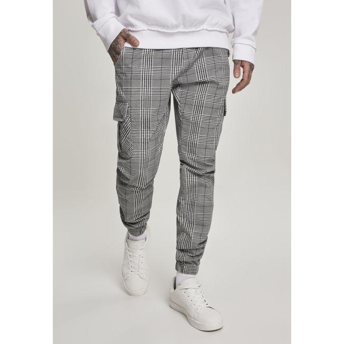 Pantalon Cargo - Urban Classic - Glencheck - Blanc/Noir - Homme - Confort Et Élégance