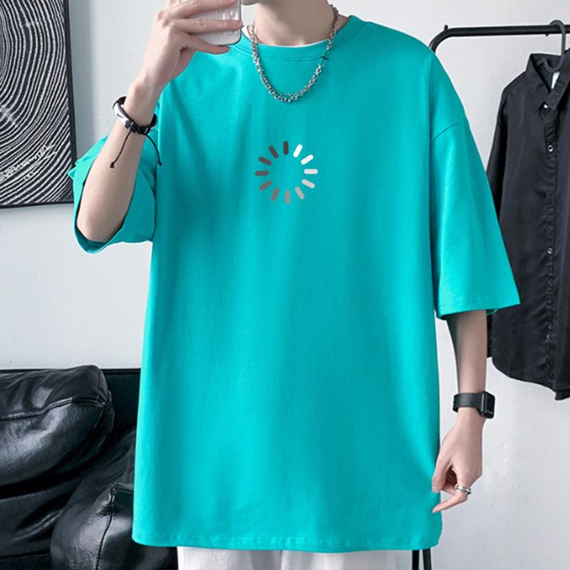 Summer Men's Oversized Drop Shoulder T-Shirt 100% Cotton Streetwear Tee