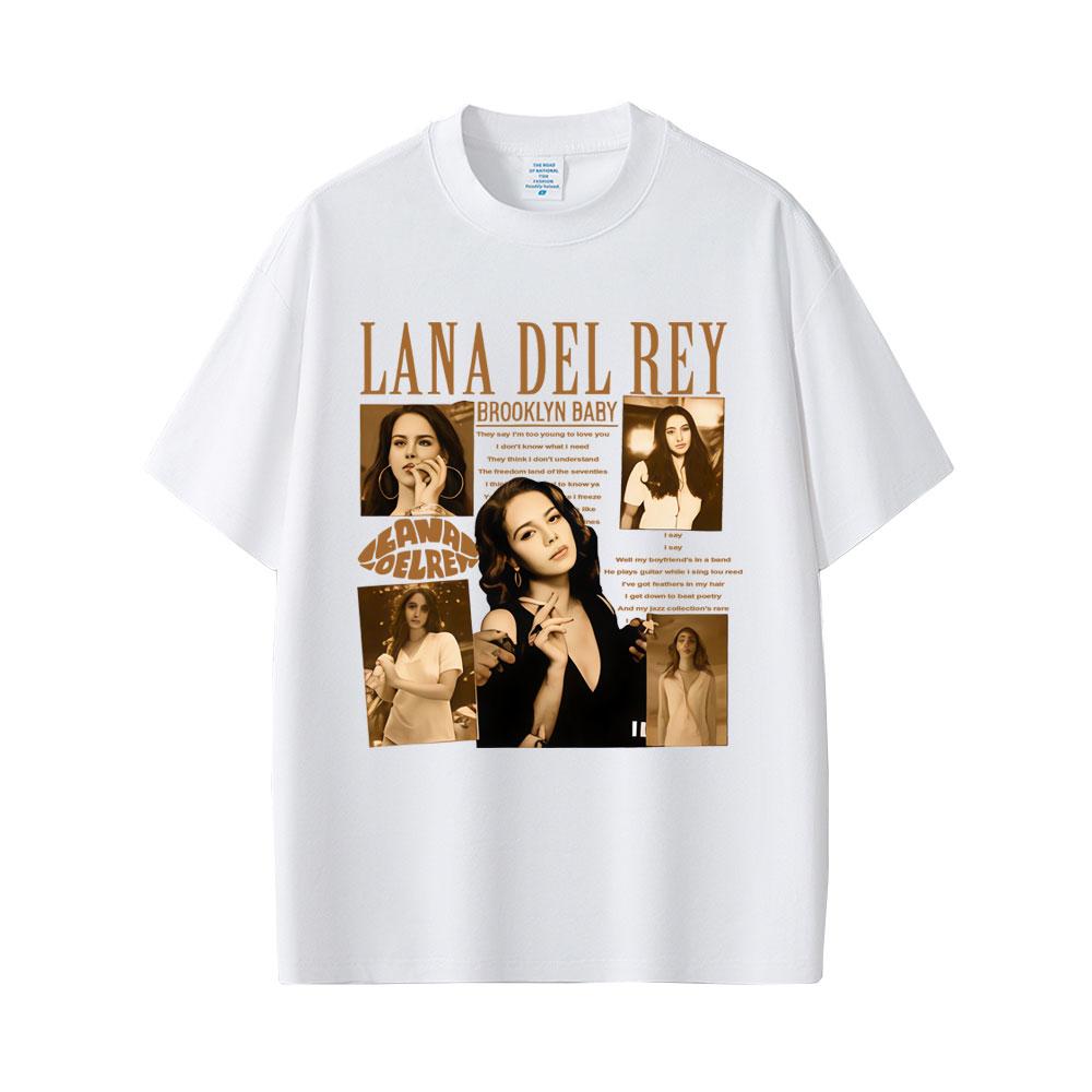 Sängerin Lana Del Rey Ultraviolence Brooklyn Baby Print T-Shirt Herren Damen Mode Popmusik T-Shirts Unisex Lässige Baumwoll-T-Shirts