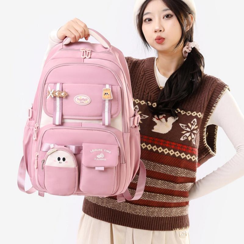 Lightweight High School Girls Schoolbag High Capacity Waterproof Wear-resistant Oxford Primary Junior High School Student Grades 3-9 Teenager Backpack