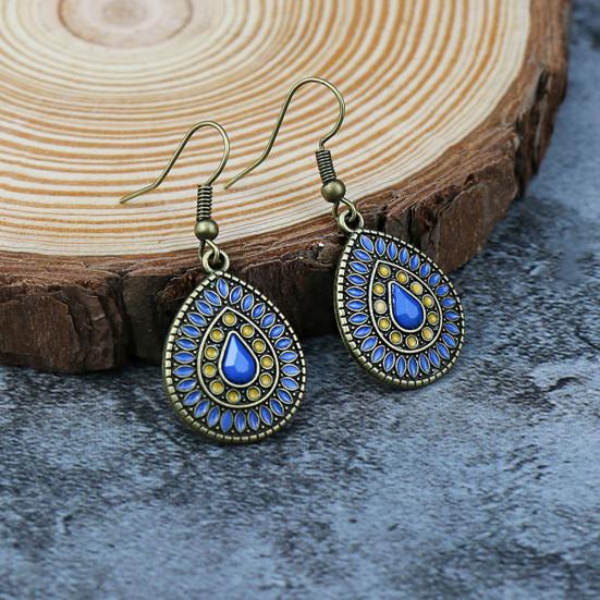 1 Pair Earring Water Drop Shape Bohemia Style Glitter Dangle Hanging Ear Ornaments Ear Accessories for Lady