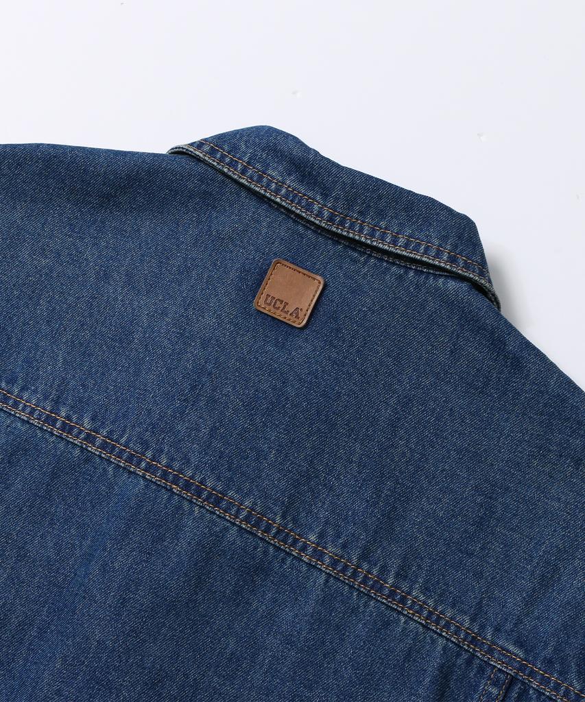 Ucla Unisex Retro Preppy Denim Trucker Jacket [Md-Indigo](Ub9Dj03_05)