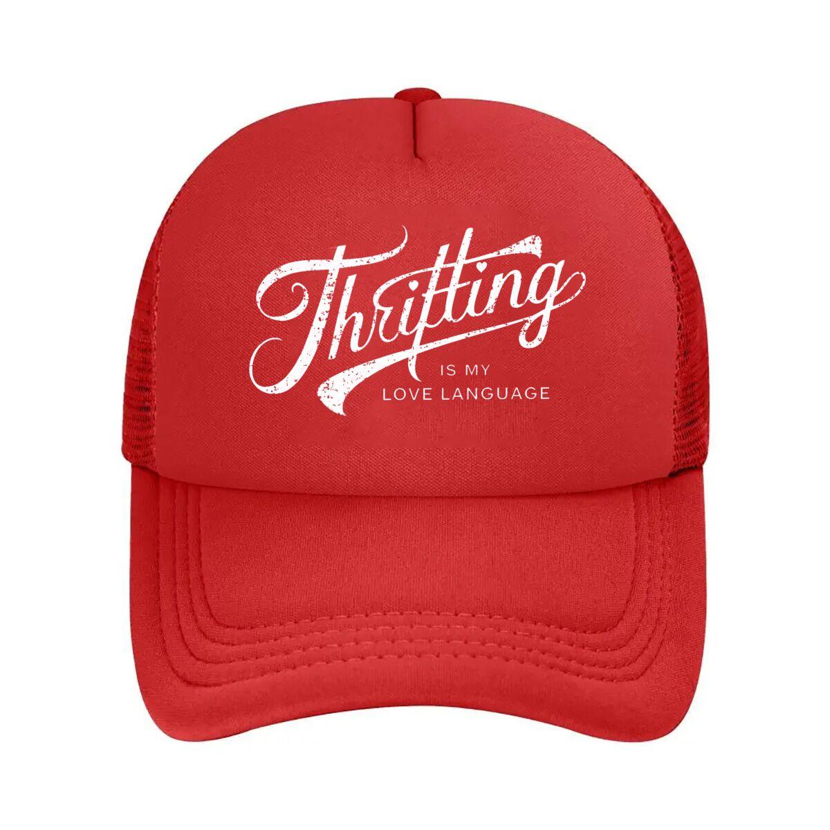 Thrifting Love Language Graphic Mesh Baseball Cap Hip Hop Adjustable