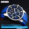Men's Big Face Analog Chronograph Watch Blue Silicone Waterproof Sports Design