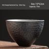 Handmade Jianzhan Coarse Pottery Teacup Set with Hammered Pattern - Retro Ceramic Kung Fu Tea Cup & Coaster