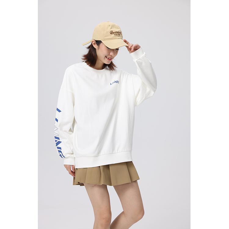 Li Ning Sports Fashion Series Round Neck Skin-Friendly Comfortable Trendy Versatile Sweatshirt Unisex Sweatshirt AWDUD44-1