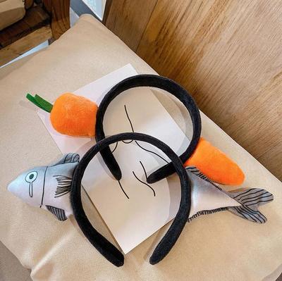 Carrot and Shark Headband Set: Cute, Funny Hairpin for Women - Internet Celebrity Style.