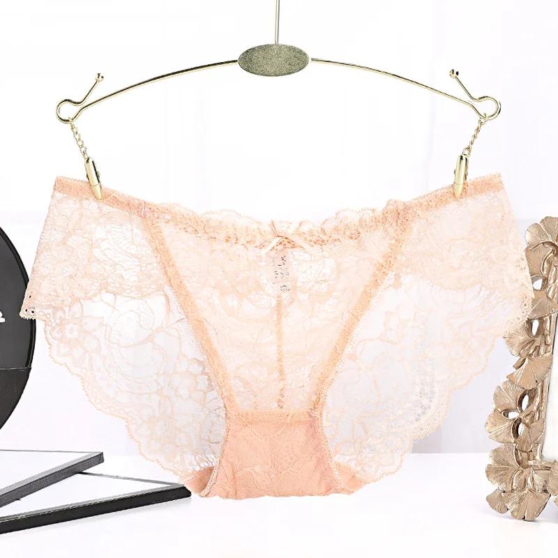 Sexy Ladies Lace Transparent Panties Low-Rise Lingerie Female Hollow Out Underpants Comfortable Short See Through Briefs