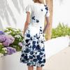 Women's Casual Fashion V-neck Short Sleeve Print Dress With Pockets