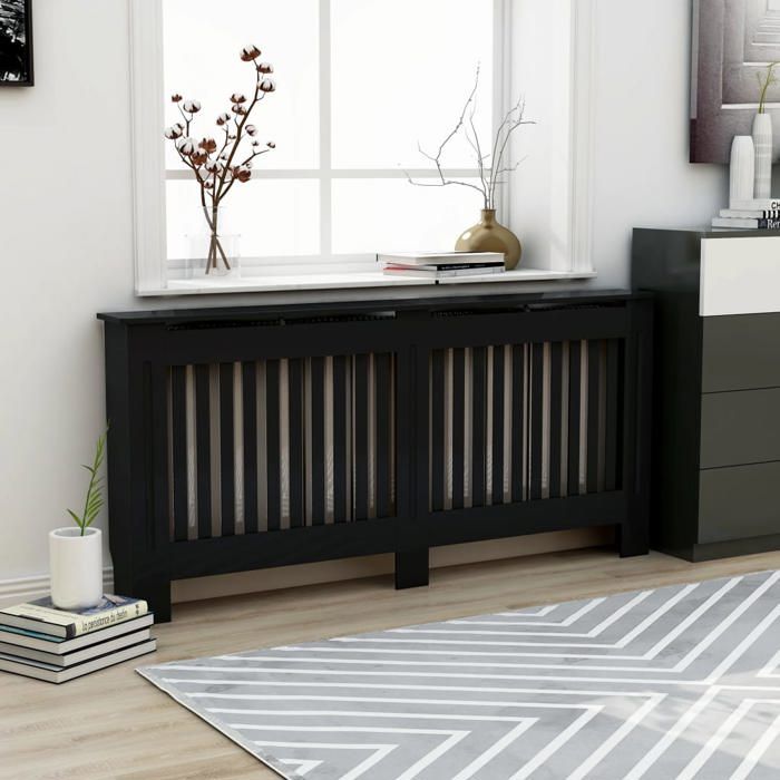 Cache-radiateur Noir - VidaXL - 172x19x81 cm - MDF - Espace de rangement pour livres et ornements