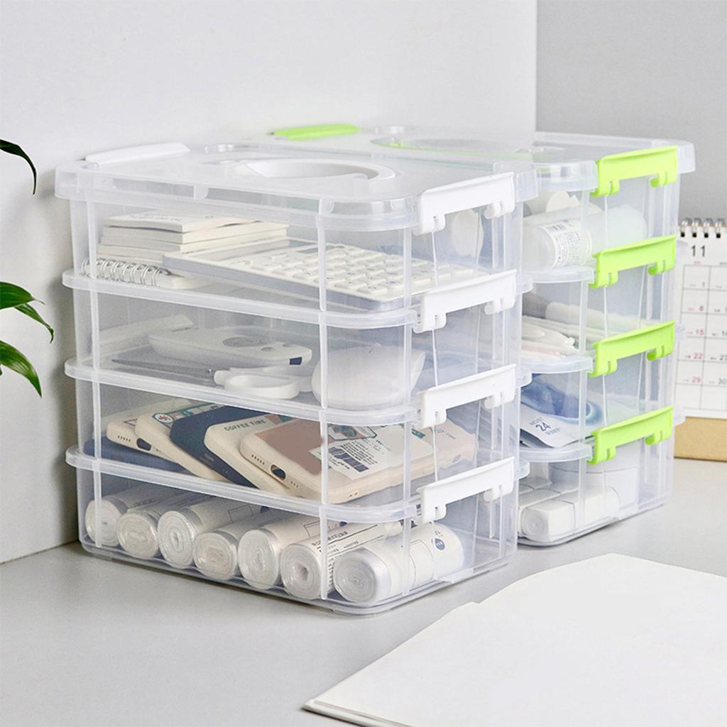 Plastic Sundries Organizer Space Saving Desktop Cosmetics and Stationery Storage Case Stackable Table Makeup Box