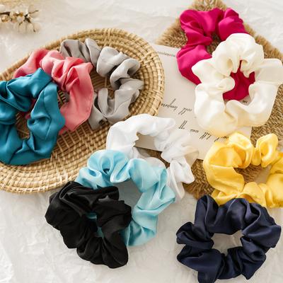 Nieuwe satijnen scrunchie voor dames, veelzijdige effen gekleurde stof haarelastiek in snoepkleuren, accessoire in Europese en Amerikaanse stijl