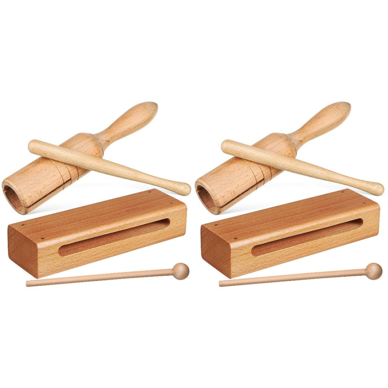 

Totority Set of 4 Orff Musical Instruments Makara - Wood Sounder, Mokugyo Zen Taiko, Handheld Rhythm Wood Blocks, Clapper Pro, Temple Wood Blocks,