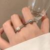 New Light Luxury Zircon Pearl Ring for Women Open Metal Finger Rings Design Simple Elegant Female Jewelry Wedding Gift Wholesale