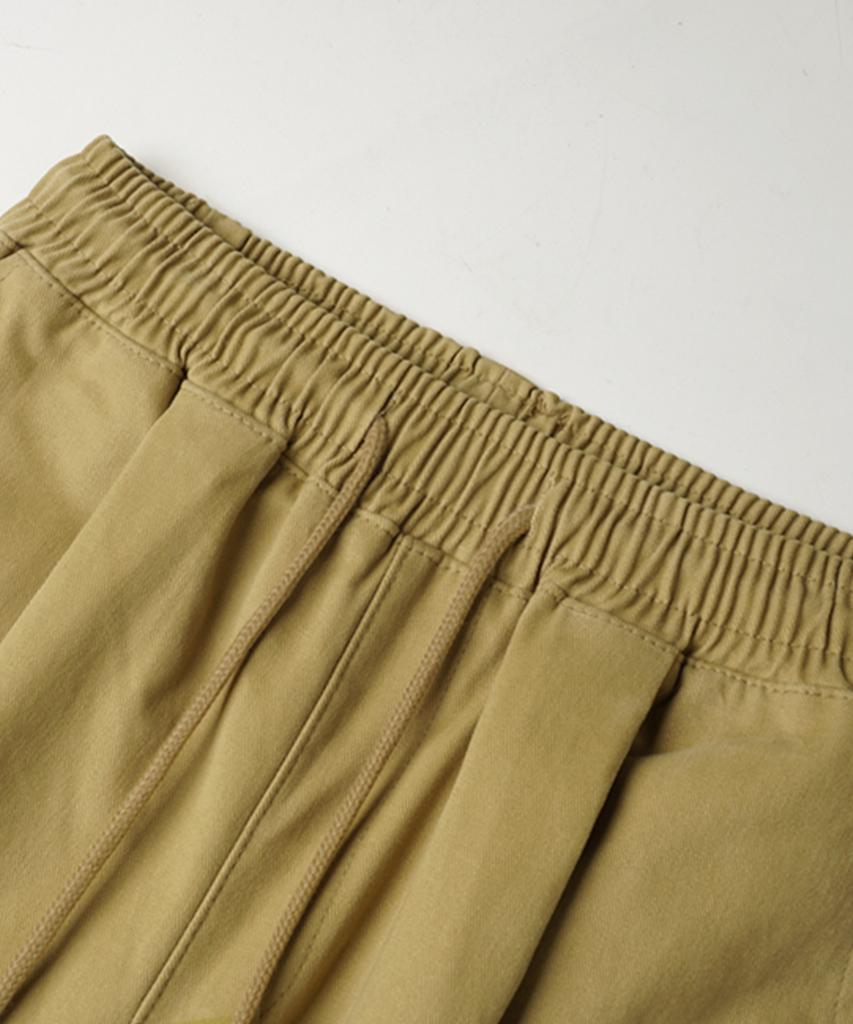 JEMUT Cotton Peach Wide Elastic Waist Pants Beige Mmlp2673