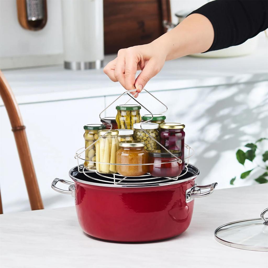 Canning Rack, Water Bath Canner Rack, Stainless Steel Canning Jar Lifter With Foldable Contoured Handles For Home Kitchen Use