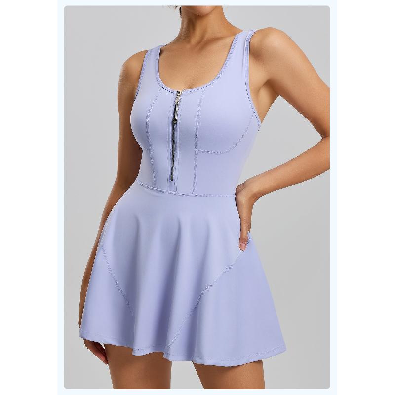 New Zipper One-Piece Dress for Women, Anti-Exposure, for Outdoor Running and Fitness