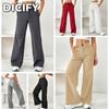 Pantaloni e Pantaloni Capresi Casual da Donna DICFY con Stampa a Colore Solido