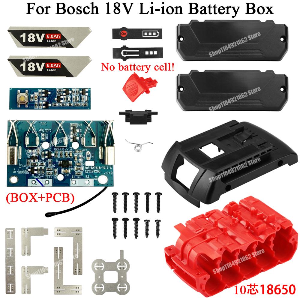 10 Cells 18650 Li-ion Battery Storage Box Plastic Case PCBA Protection Circuit Board for Bosch 18V BAT618 Battery Shell Housings