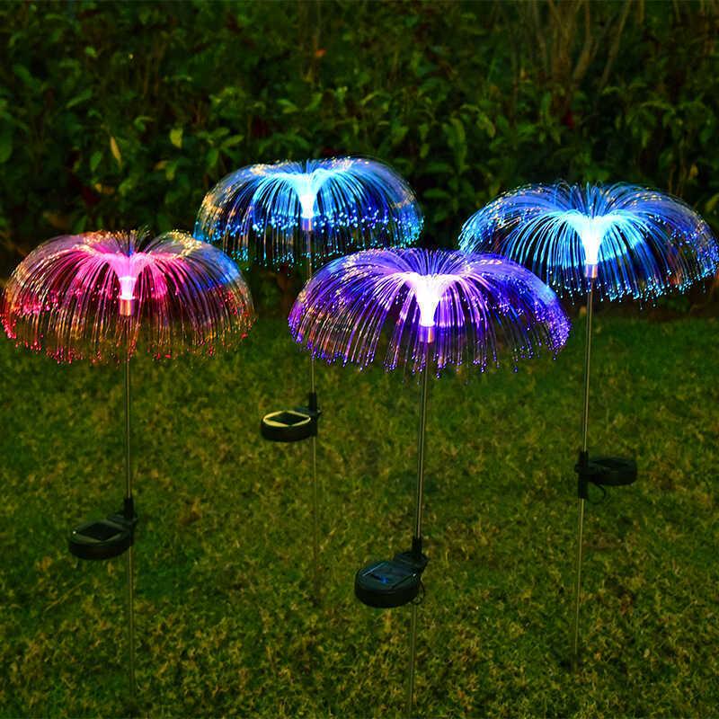 Colorful Solar Fiber Optic Jellyfish Garden Light - Outdoor Lawn and Courtyard Decoration