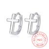 925 Sterling Silver Korean Cross Hoop Earring Simple Ins Sweet Female Earrings for Women Wedding Party Jewelry Gift Jklfjda
