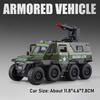 1:36 8-Wheel Conqueror Armored Car Toy Models Metal Diecast Simulation Off-road Cars Pull Back Doors Opened Sound Light Gifts