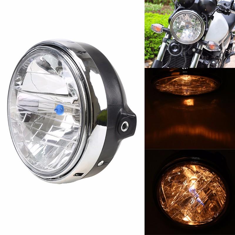 Universal Motorcycle Headlight Head Lamp Bobber Front Light Amber for HONDA Suzuki CB400 CB500 CB1300 Hornet 250 600 900