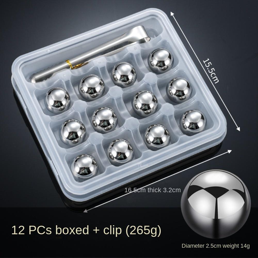 Hot Sale 304 Stainless Steel Ice Cubes Reusable Food Grade Chilling Stone 25mm Sphere Round Ice Hockey Puck Home Supplies