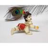 India Laddu Gopal Idol Ivory Body Red Dhoti for Car Dashboard Makhan Chor Little Krishna Idol Murti for Gifting Lord Krishna Statue
