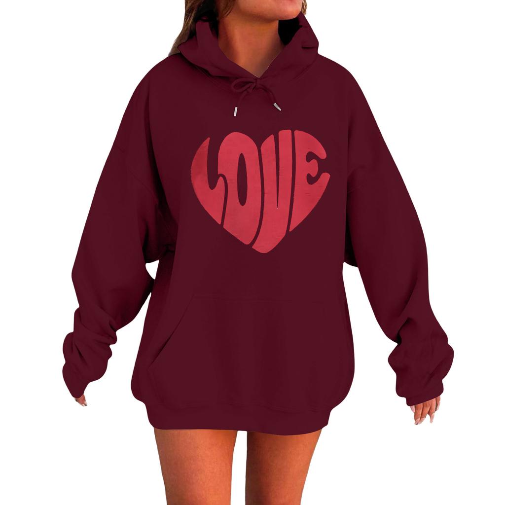 Women's Loose Comfortable Casual Fashionable Love Printed Long Sleeved Sweatshirt