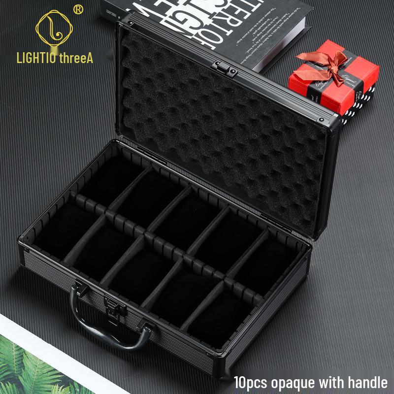 Aufbewahrungsbox für Uhren aus Aluminiumlegierung mit beweglichen Trennwänden - Schwarze Vitrine