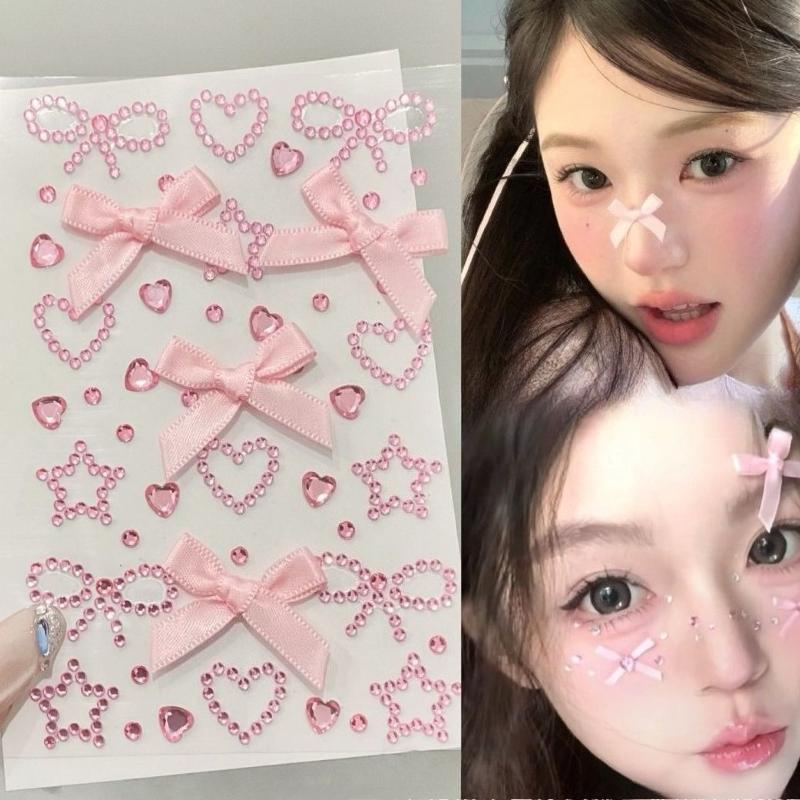 Butterfly Face Stickers Pearl Temporary Tattoo Stickers Lasting Waterproof Glitter Eyeshadow Body for Makeup Stickers