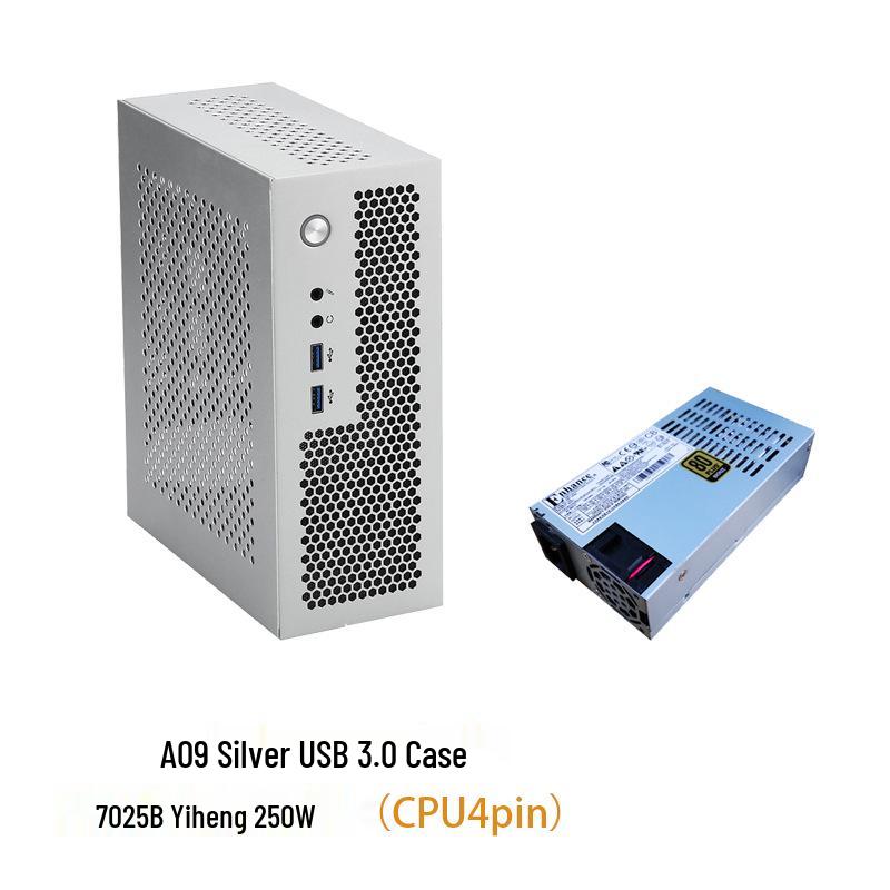 SKTC A09 Černá HTPC skříň, Stojící/Položená, Kompatibilní s ITX základní deskou, Malý 1U/Flex PSU