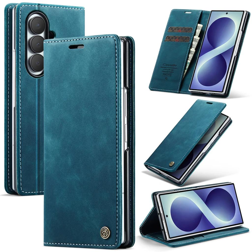 For Samsung Z Fold 8 Ultra 7 6 Luxury Retro Matte Flip Card Slot Wallet Shockproof Stand Camera Protective Case
