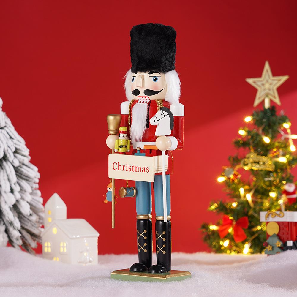 1Pcs 38CM new Christmas Nutcracker Soldier puppets Christmas party supplies Toy Walnut Soldier decorations