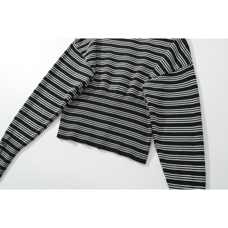 European & American Style 2025 Striped Cardigan Sweater & Shorts Set