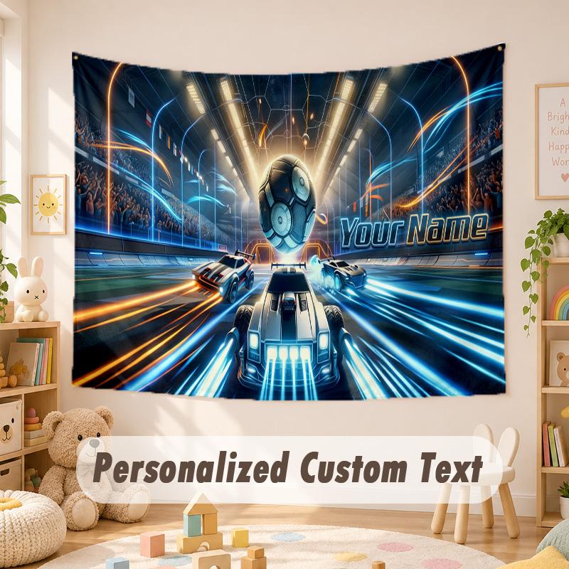 Custom Name Text Tapestry,Rocket League Boho Wall Hanging, Decorative Backdrop Tapestry For Room