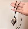 Personality Retro Design Irregularity Heart Pendant Necklace for Women Cute Cool Adjustable Leather Rope Korea Jewelry Y2K Gift